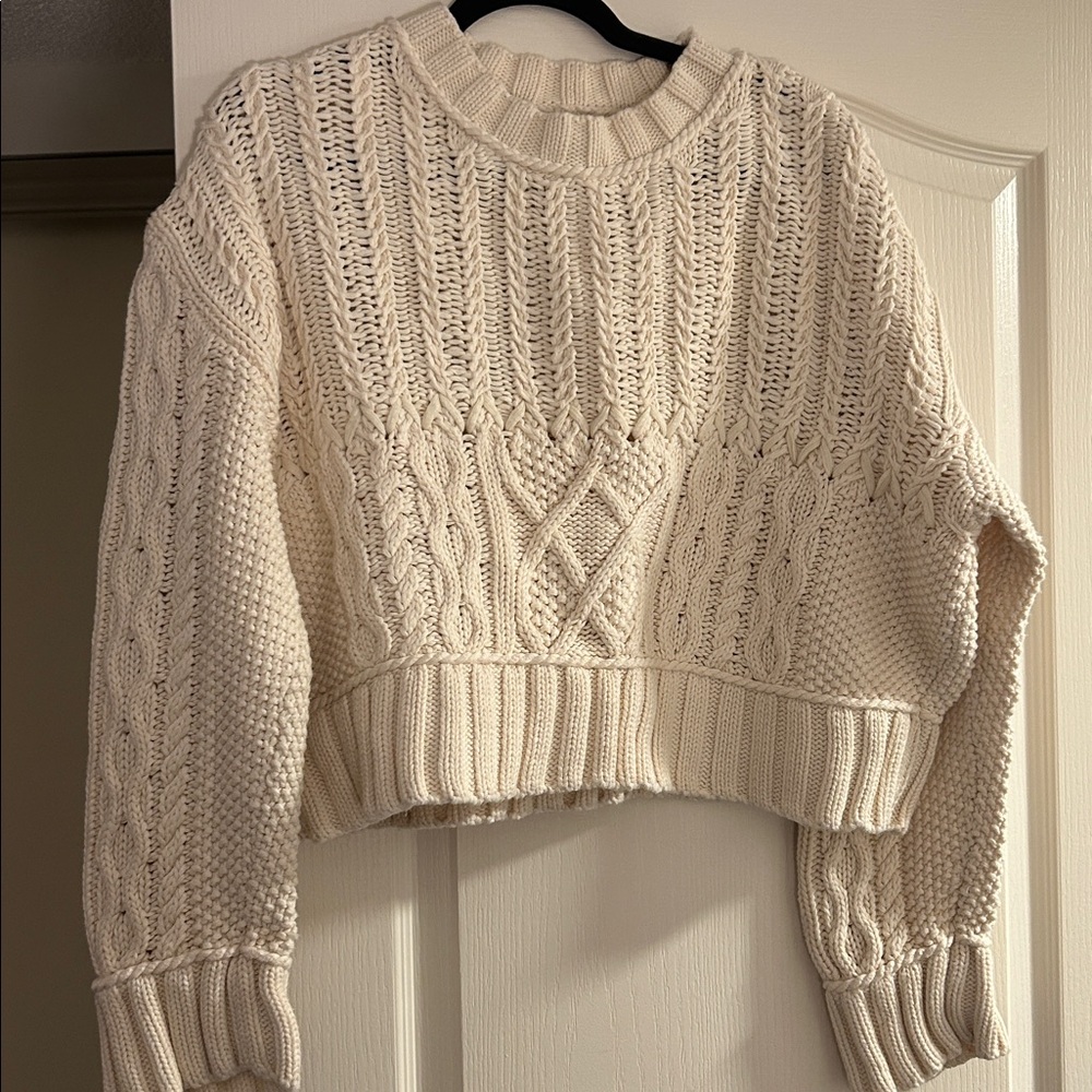 Chunky Cable Knit Cream Women's Sweater